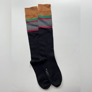 Marni Black and Tan Dress Socks with Red and Green Stripes